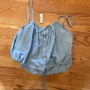 Madewell Light Blue Button-Up Blouse medium